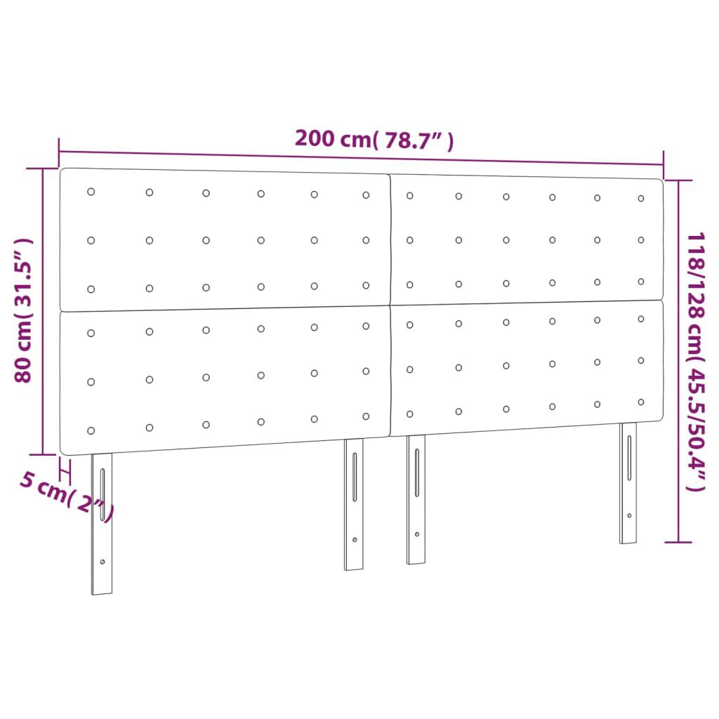 vidaXL Κεφαλάρια Κρεβατιού 4 τεμ.Αν. Γκρι 100x5x78/88 εκ. Υφασμάτινο