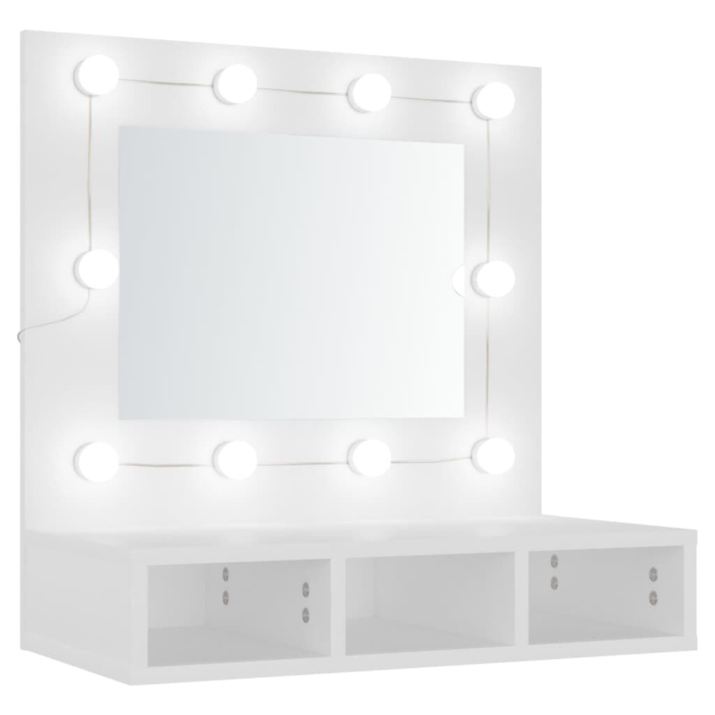 vidaXL Έπιπλο Καθρέπτη με LED Λευκό 60 x 31,5 x 62 εκ.