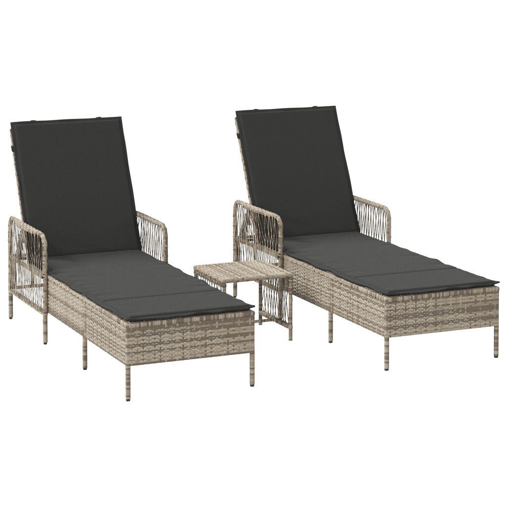 vidaXL Ξαπλώστρα 2 pcs Ανοιχτό γκρι 35 x 35 x 32 εκ. συνθετικό ρατάν
