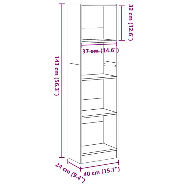 vidaXL Βιβλιοθήκη Όψη Παλαιού Ξύλου 40x24x143 εκ. Επεξεργασμένο Ξύλο