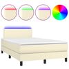 vidaXL Κρεβάτι Boxspring με Στρώμα & LED Κρεμ 120x200 εκ. Συνθ. Δέρμα