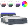 vidaXL Οθωμανικό κρεβάτι με στρώματα & LEDs Σκούρο γκρι Βελούδο