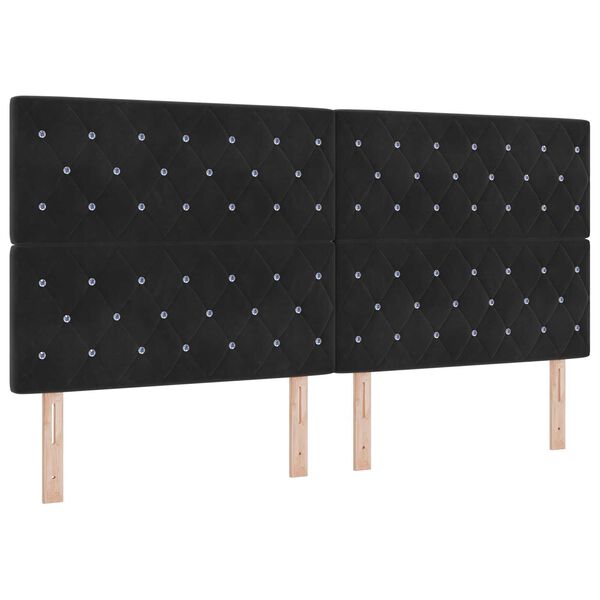 vidaXL Κρεβάτι με ελατήρια με κεφαλάρι Μαύρο 200 x 200 cm Βελούδο