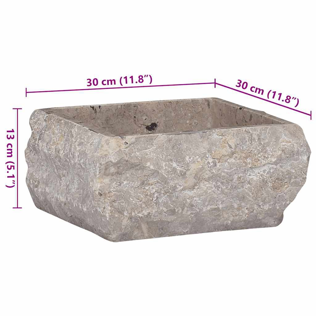 vidaXL Νιπτήρας Γκρι 30 x 30 x 13 εκ. Μαρμάρινος