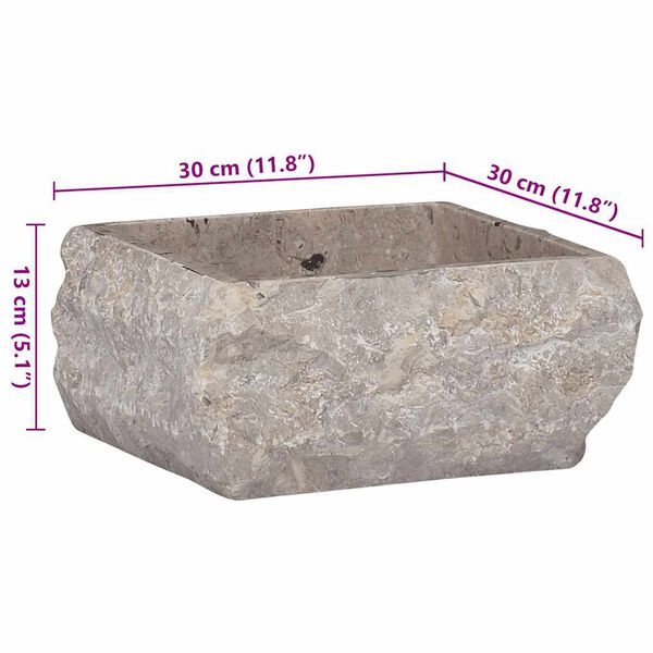 vidaXL Νιπτήρας Γκρι 30 x 30 x 13 εκ. Μαρμάρινος