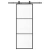vidaXL Συρόμενη Πόρτα με Μηχανισμό Μαύρο 76x205 εκ. Γυαλί ESG