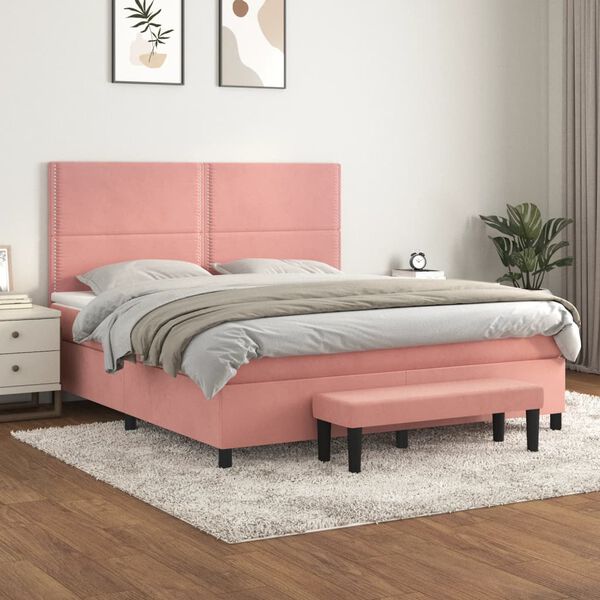 vidaXL &Kappa;&rho;&epsilon;&beta;ά&tau;&iota; Boxspring &mu;&epsilon; &Sigma;&tau;&rho;ώ&mu;&alpha; &Rho;&omicron;&zeta; 180x200 &epsilon;&kappa;. &Beta;&epsilon;&lambda;&omicron;ύ&delta;&iota;&nu;&omicron;