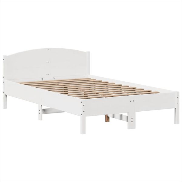 vidaXL Κρεβάτι Βιβλιοθήκη Χωρίς Στρώμα Λευκό 135x190 εκ Μασίφ Πεύκο