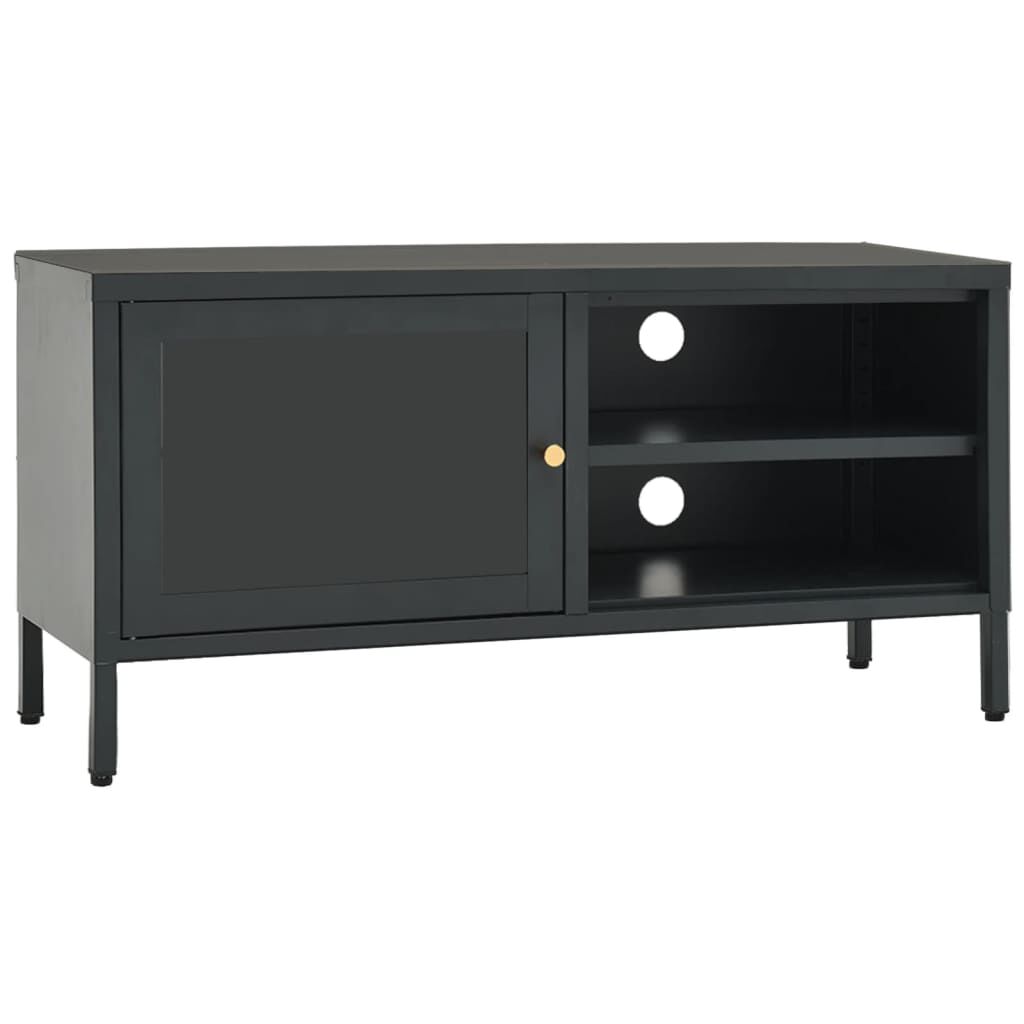 vidaXL Έπιπλο Τηλεόρασης Ανθρακί 90 x 30 x 44 εκ. από Ατσάλι και Γυαλί