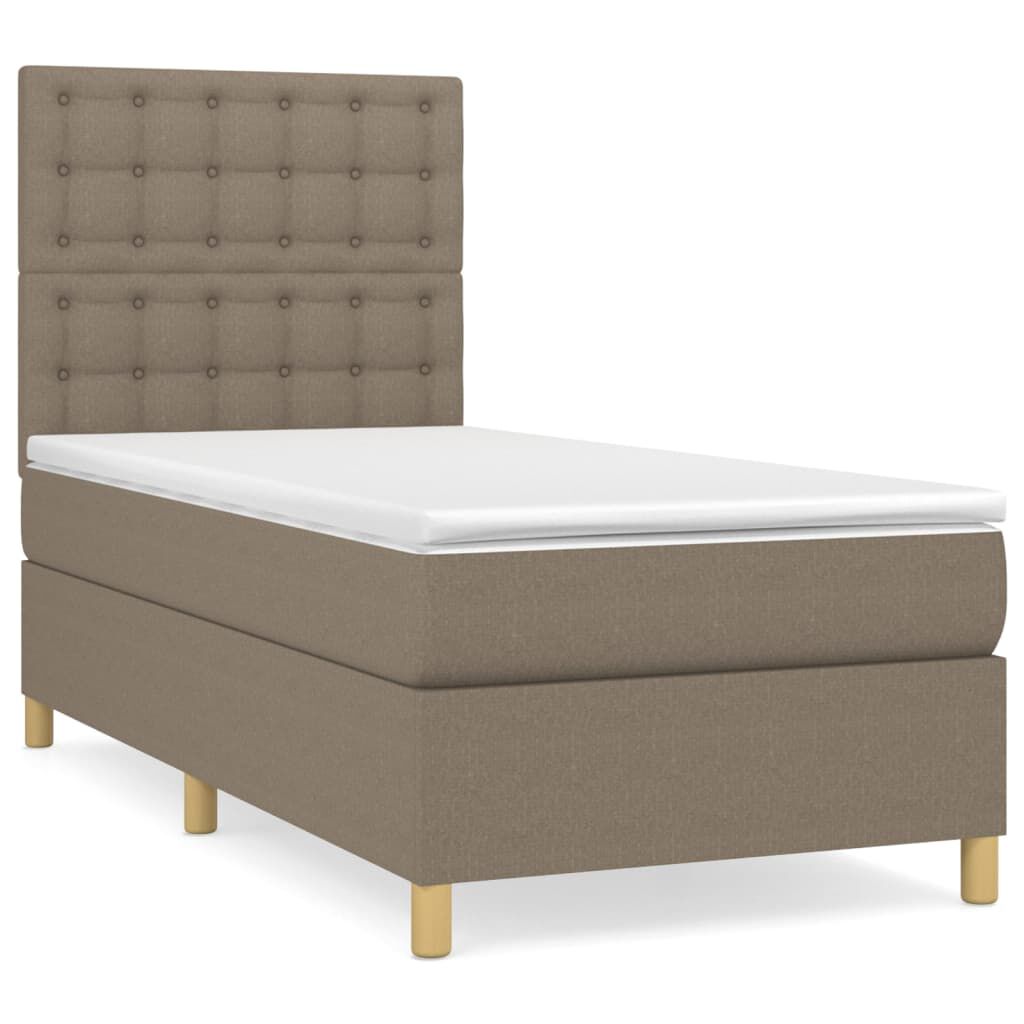 vidaXL Κρεβάτι Boxspring με Στρώμα Taupe 90x190 εκ.Υφασμάτινο