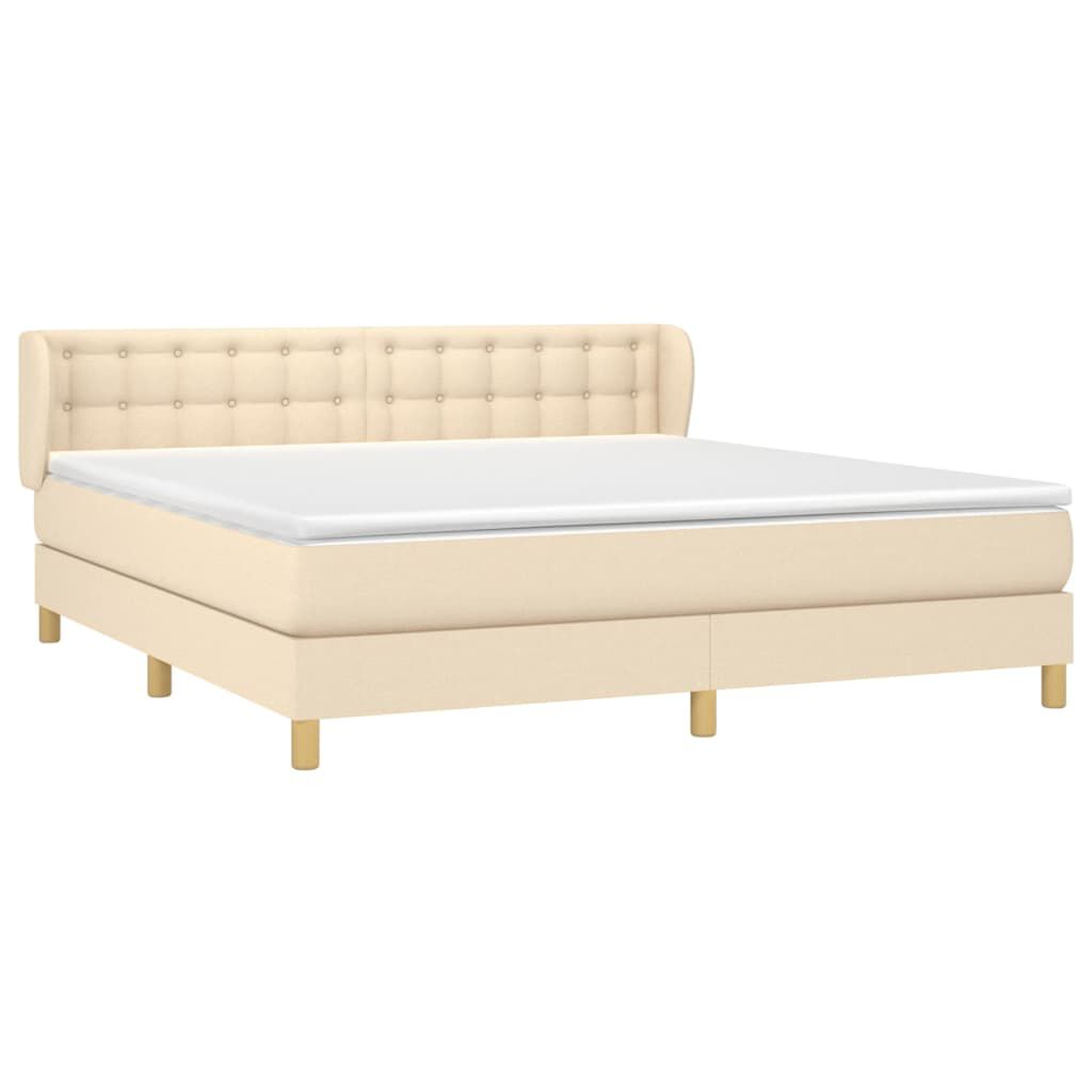 vidaXL Κρεβάτι Boxspring με Στρώμα Κρεμ 160x200 εκ. Υφασμάτινο