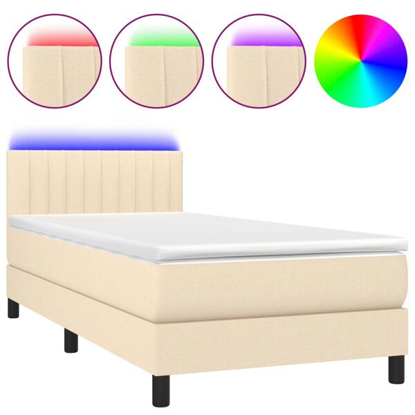 vidaXL &Kappa;&rho;&epsilon;&beta;ά&tau;&iota; Boxspring &mu;&epsilon; &Sigma;&tau;&rho;ώ&mu;&alpha; & LED &Kappa;&rho;&epsilon;&mu; 80x200 &epsilon;&kappa;. &Upsilon;&phi;&alpha;&sigma;&mu;ά&tau;&iota;&nu;&omicron;