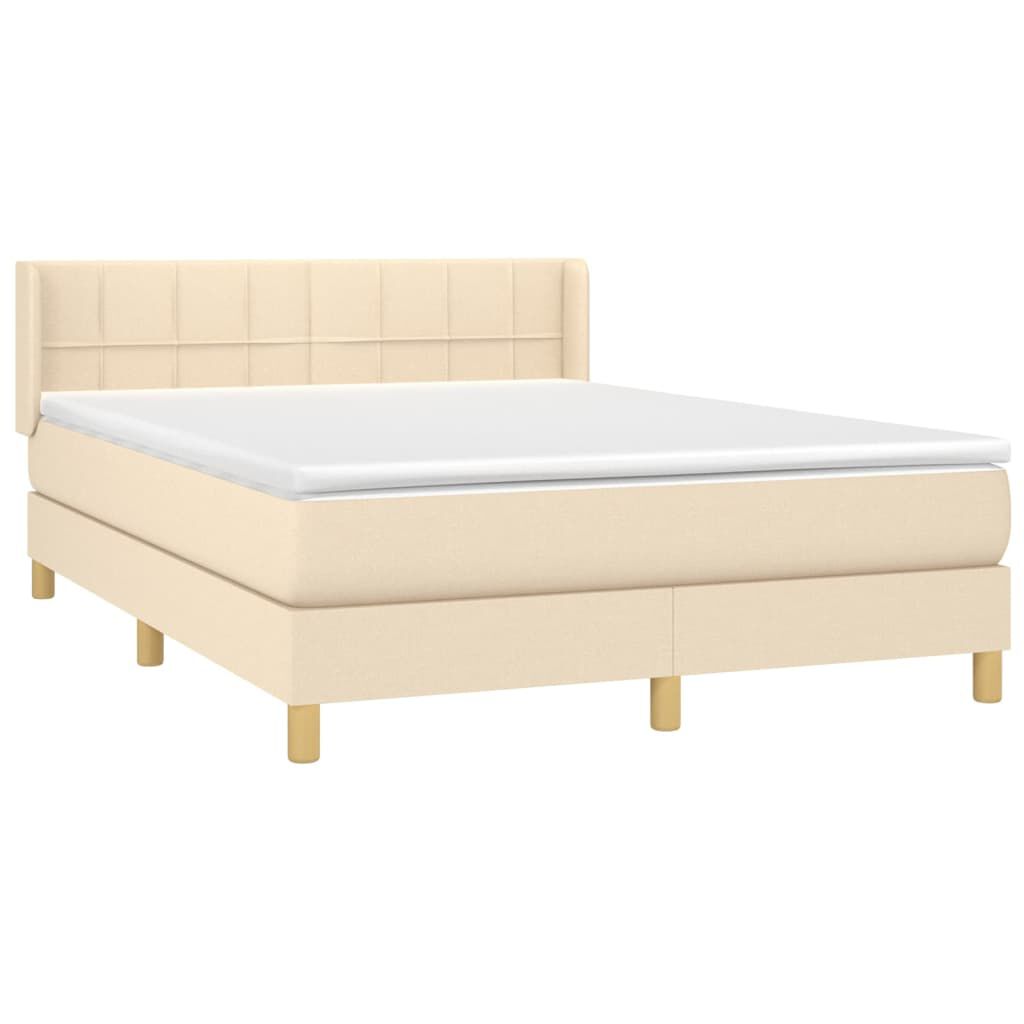 vidaXL Κρεβάτι Boxspring με Στρώμα Κρεμ 140x190 εκ. Υφασμάτινο