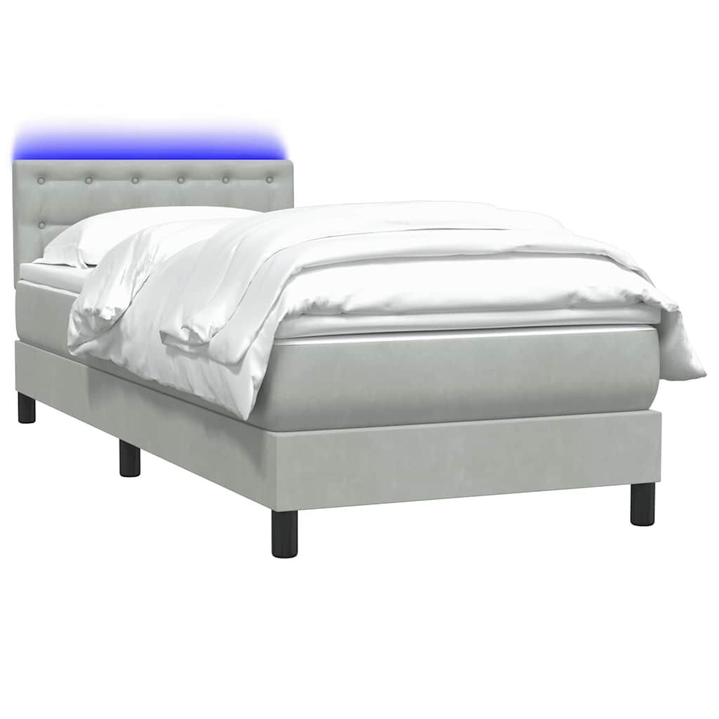 vidaXL Box Spring κρεβάτι με στρώμα ανοιχτό γκρι 80x220 cm Βελούδινο
