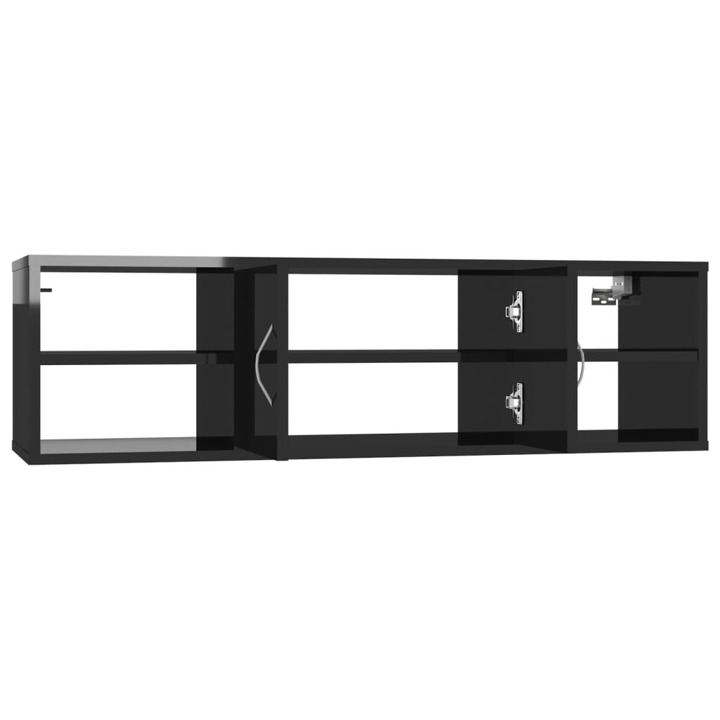vidaXL Ραφιέρα Τοίχου Γυαλιστερό Μαύρο 102x30x29 εκ. από Επεξ. Ξύλο
