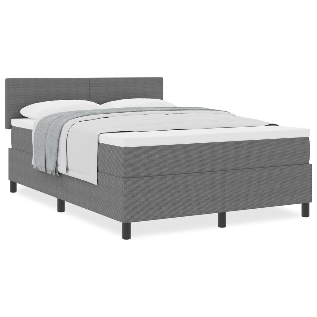 vidaXL Κρεβάτι Box Spring με Στρώμα Σαφρού Γκρι 140x200 εκ. Ύφασμα Κορντούρας