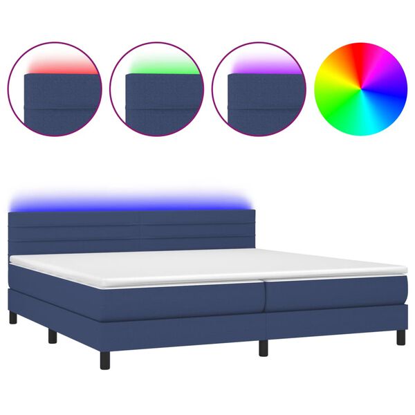 vidaXL &Kappa;&rho;&epsilon;&beta;ά&tau;&iota; Boxspring &mu;&epsilon; &Sigma;&tau;&rho;ώ&mu;&alpha; & LED &Mu;&pi;&lambda;&epsilon; 200x200 &epsilon;&kappa;. &Upsilon;&phi;&alpha;&sigma;&mu;ά&tau;&iota;&nu;&omicron;
