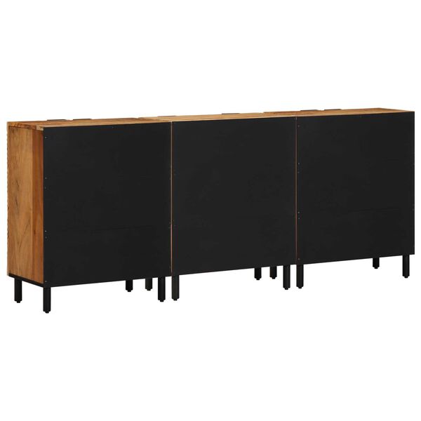 vidaXL Πλαϊνό Γραφείο 3 pcs Καφέ 60 x 33 x 75 cm Μασίφ ξύλο ακακίας