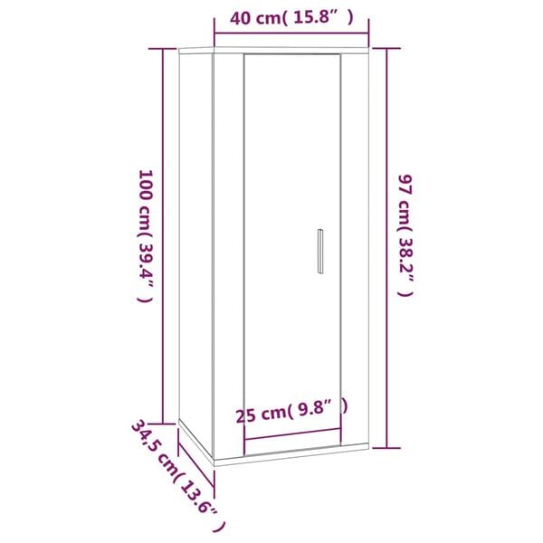 vidaXL Έπιπλο Τηλεόρασης Επιτοίχιο Μαύρο 40x34,5x100 εκ.