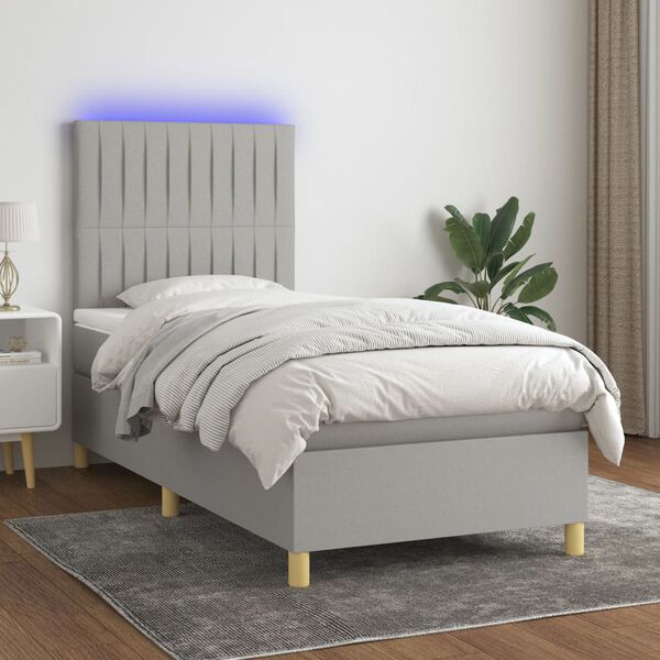 vidaXL &Kappa;&rho;&epsilon;&beta;ά&tau;&iota; Boxspring &mu;&epsilon; &Sigma;&tau;&rho;ώ&mu;&alpha; & LED &Alpha;&nu;.&Gamma;&kappa;&rho;&iota; 90x190 &epsilon;&kappa;. &Upsilon;&phi;&alpha;&sigma;&mu;ά&tau;&iota;&nu;&omicron;
