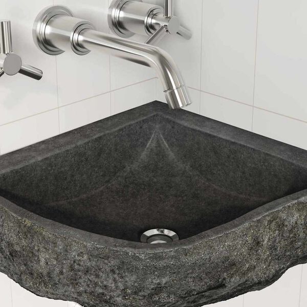 vidaXL Κρεμαστή Γωνιακή Λεκάνη Γκρι (30-37) x (30-37) x 12 εκ.