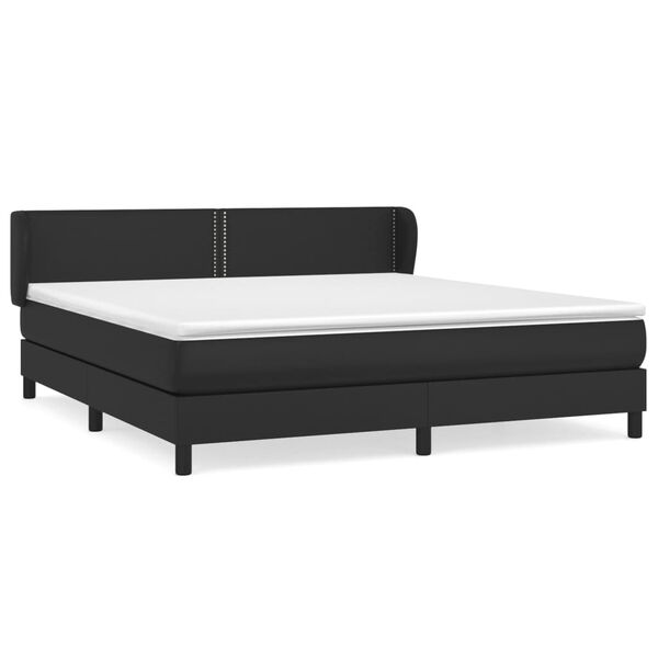 vidaXL Κρεβάτι Boxspring με Στρώμα Μαύρο 160x200εκ.από Συνθετικό Δέρμα