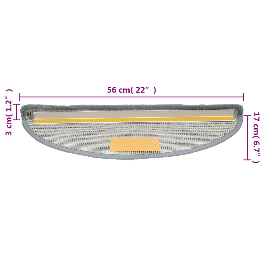 vidaXL Πατάκια Σκάλας 10 τεμ. Γκρι 56 x 17 x 3 εκ.