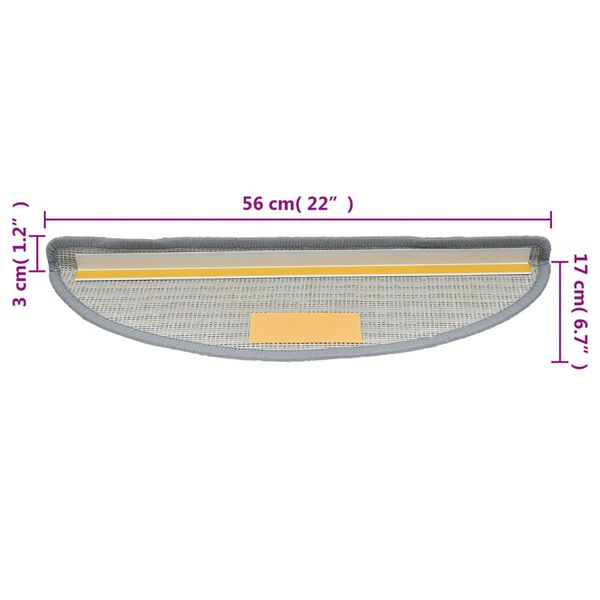 vidaXL Πατάκια Σκαλιών 10 τεμ. Γκρι Ημίστρογγυλά 56x17x3 εκ.