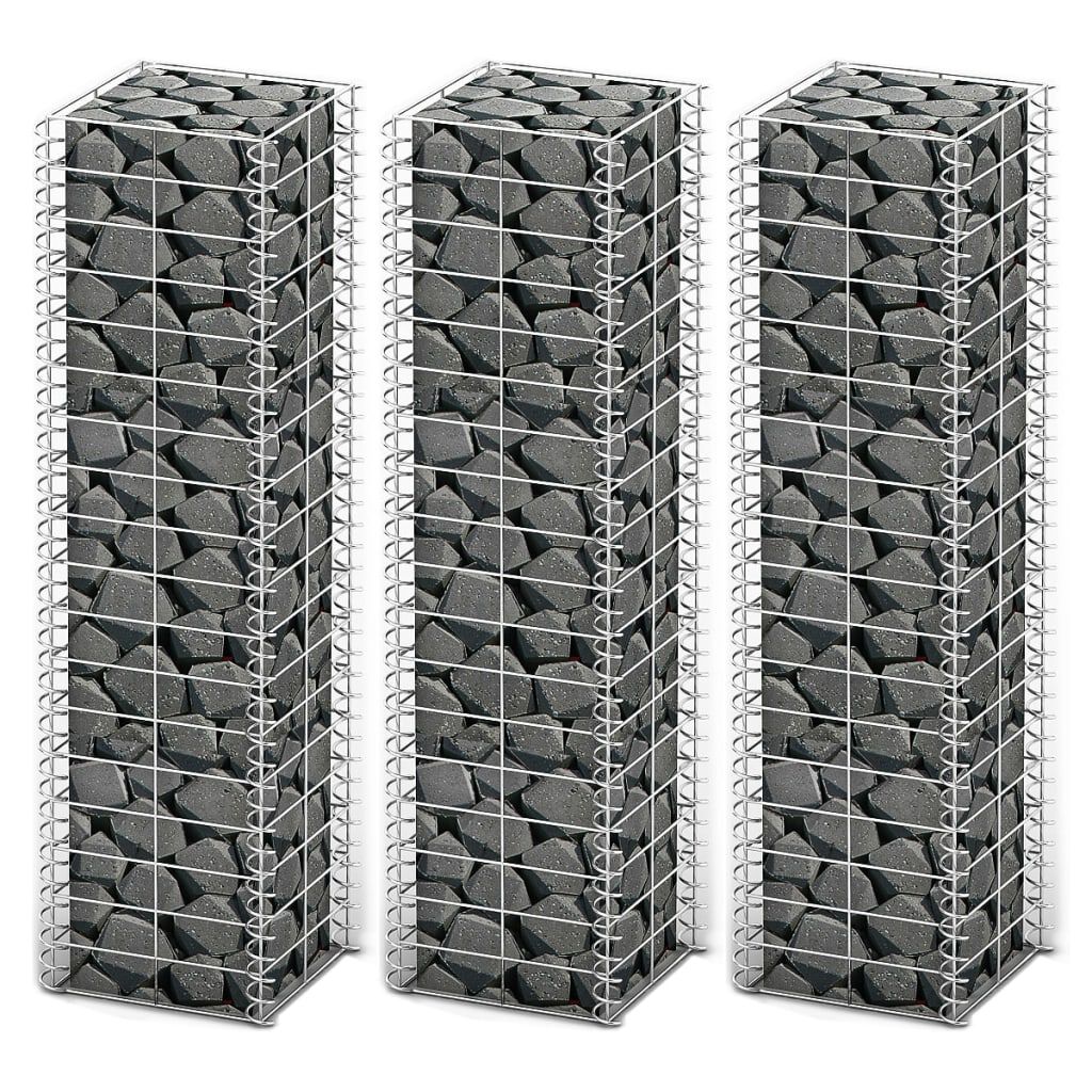vidaXL Συρματοκιβώτια Σετ 3 τεμ. 25 x 25 x 100 εκ. Γαλβανισμένο Σύρμα