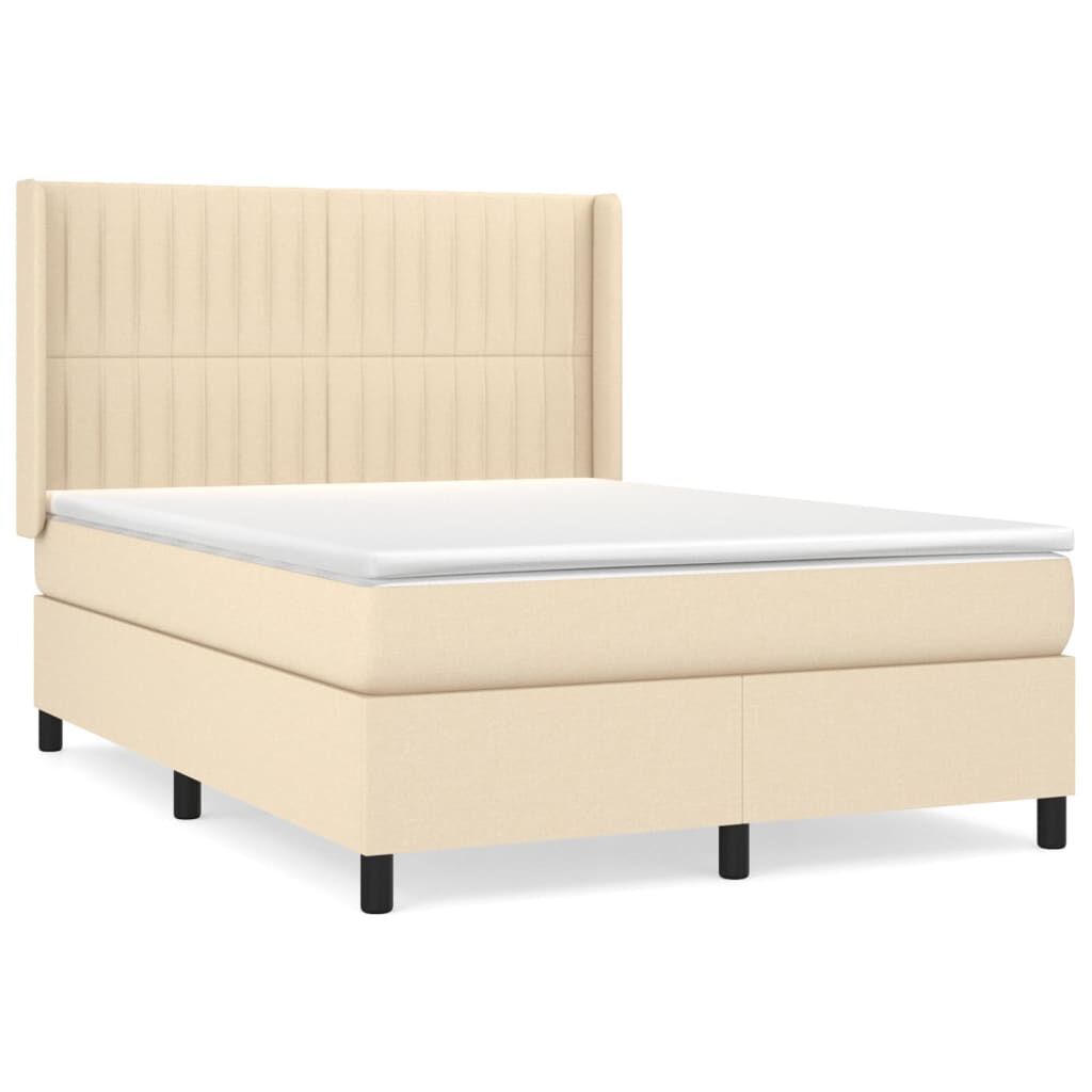 vidaXL Κρεβάτι Boxspring με Στρώμα Κρεμ 140x200 εκ. Υφασμάτινο