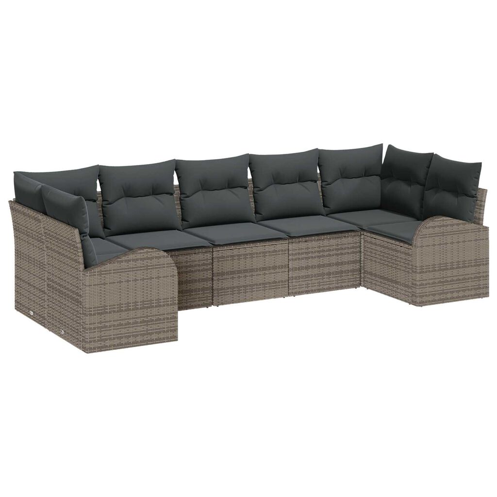 vidaXL Σετ Καναπέ Κήπου 7 pcs Γκρι Πολυ ράταν