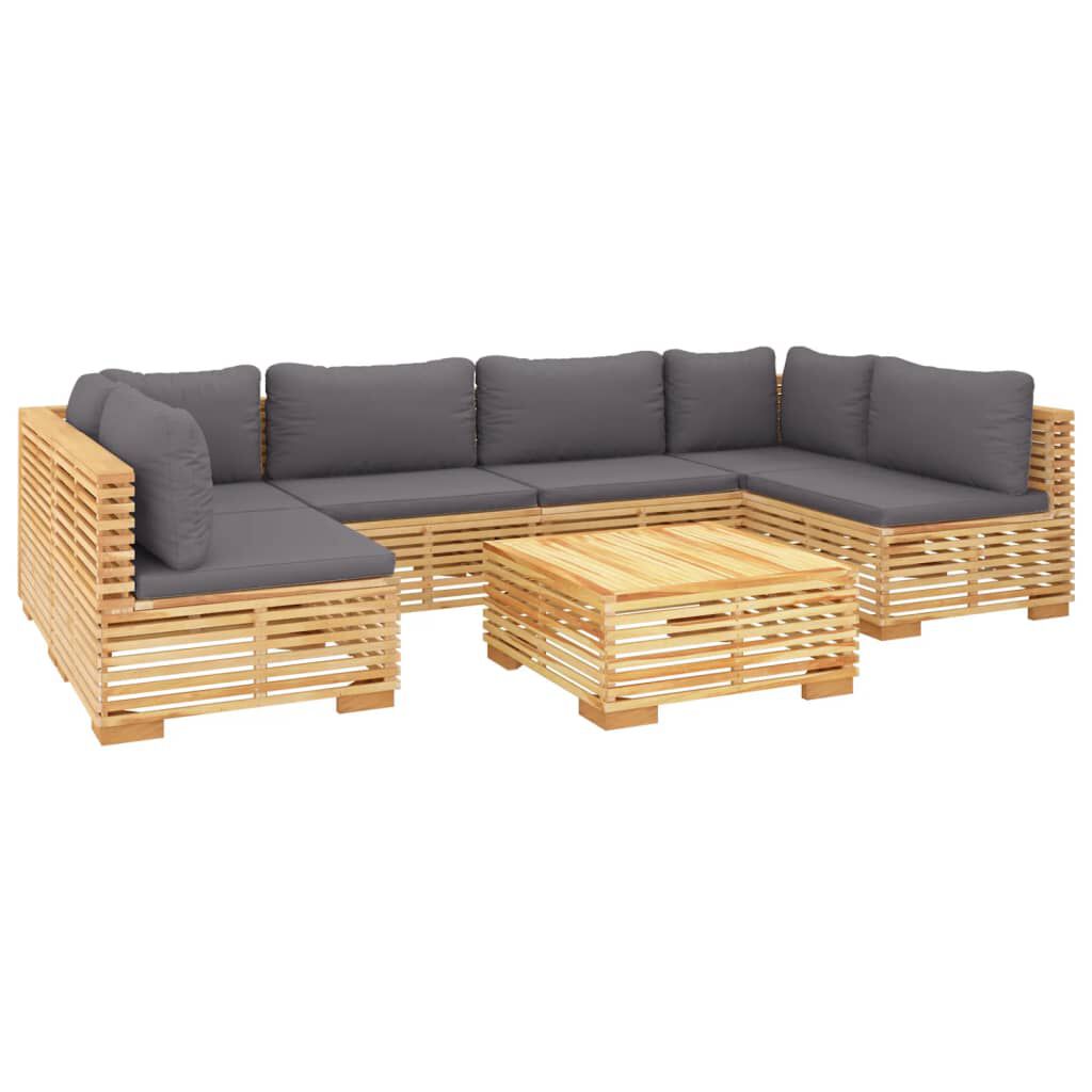 vidaXL Σαλόνι Κήπου Σετ 7 Τεμαχίων από Μασίφ Ξύλο Teak με Μαξιλάρια