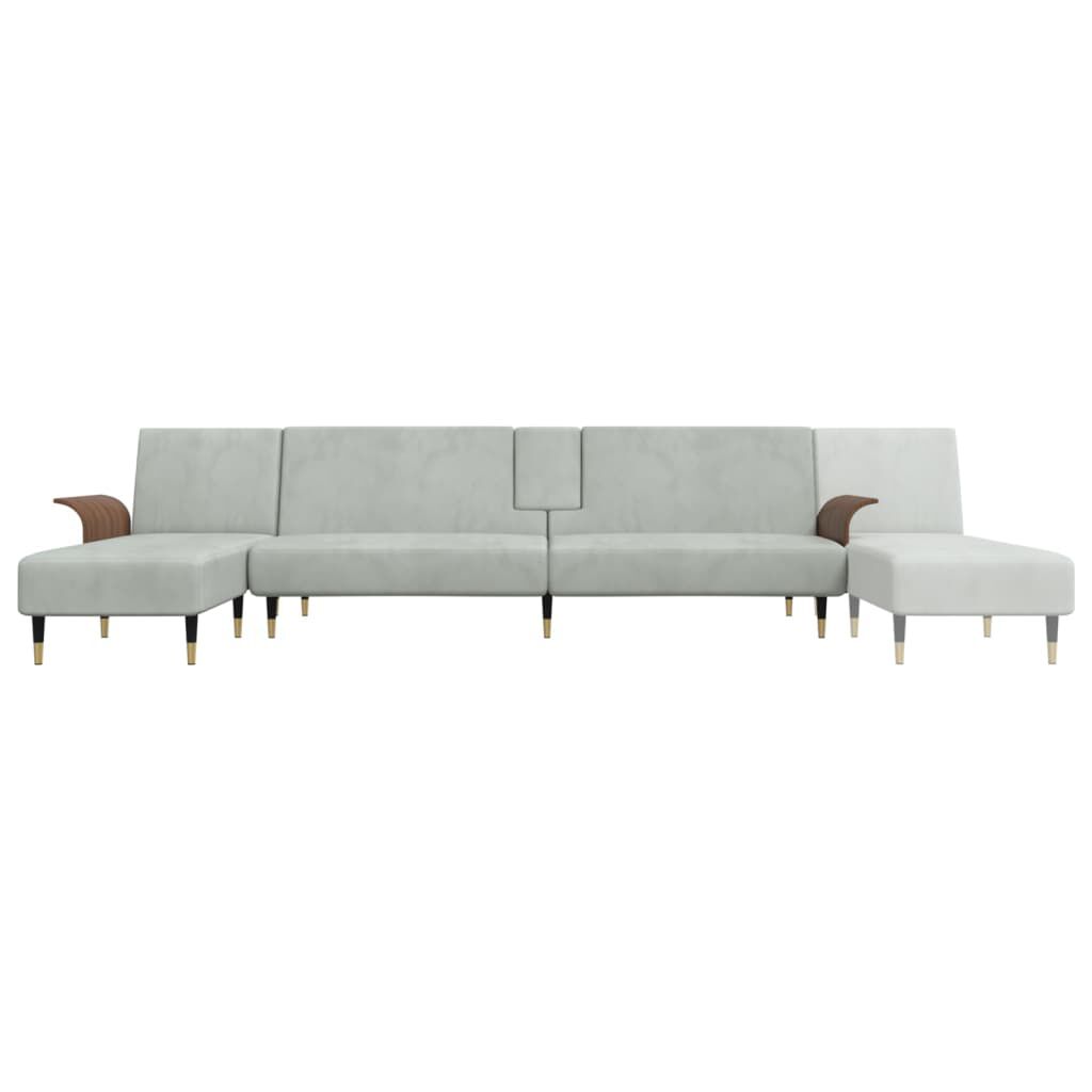 vidaXL Καναπές Κρεβάτι Γωνιακός Αν. Γκρι 279 x 140 x 70 εκ. Βελούδινος