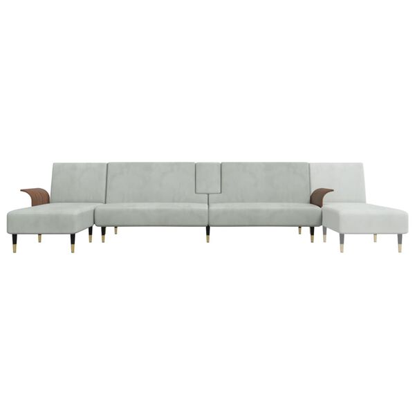vidaXL Καναπές Κρεβάτι Γωνιακός Αν. Γκρι 279 x 140 x 70 εκ. Βελούδινος