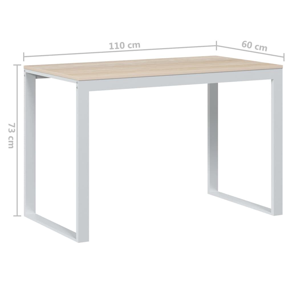 vidaXL Γραφείο Υπολογιστή Λευκό/Δρυς 110 x 60 x 73 εκ. από Μοριοσανίδα