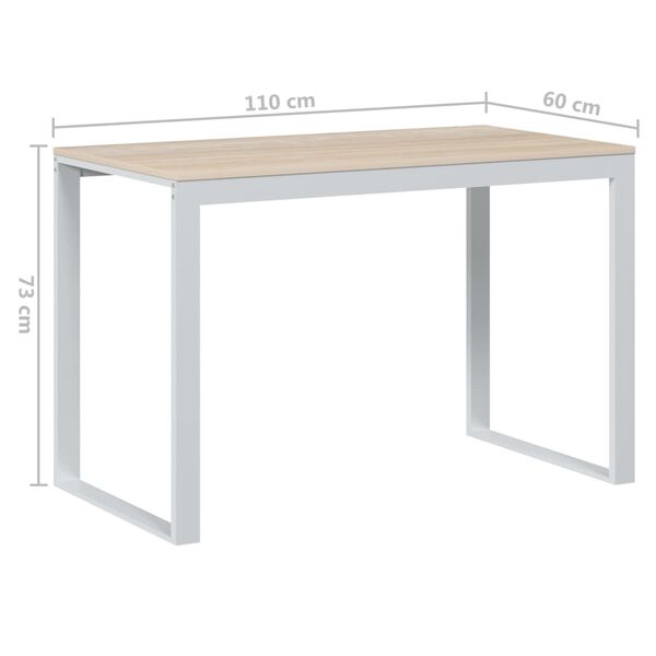 vidaXL Γραφείο Υπολογιστή Λευκό/Δρυς 110 x 60 x 73 εκ. από Μοριοσανίδα
