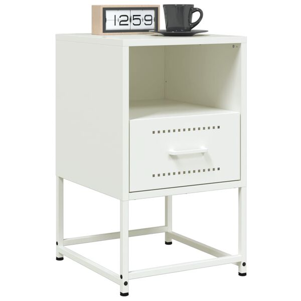 vidaXL Κομοδίνο Λευκό 36x39x60,5 εκ. από Χάλυβα