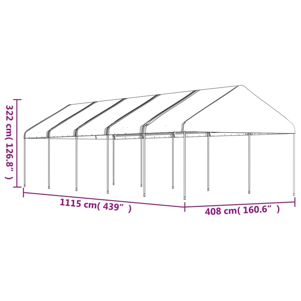 vidaXL Κιόσκι με Τέντα Λευκό 11,15 x 4,08 x 3,22 μ. από Πολυαιθυλένιο