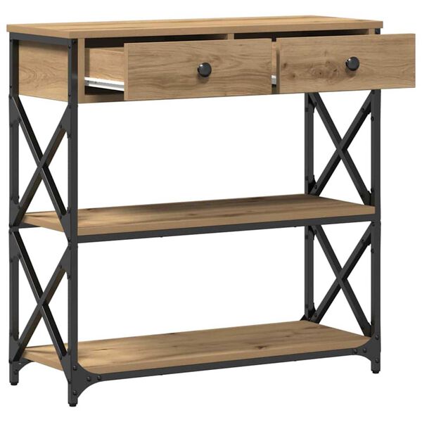 vidaXL Κονσόλα Τραπέζι με συρτάρι με ράφι artisan δρυς 75 x 28 x 75 εκ