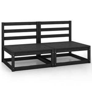 vidaXL Καναπέδες Κήπου Μεσαίοι 2 τεμ. Μαύροι από Μασίφ Ξύλο Πεύκου