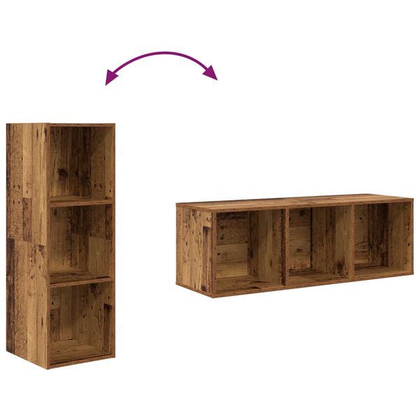 vidaXL Τηλεοπτική Κάβα Τοίχου 4 pcs Παλιό ξύλο 37 x 37 x 107.5 εκ