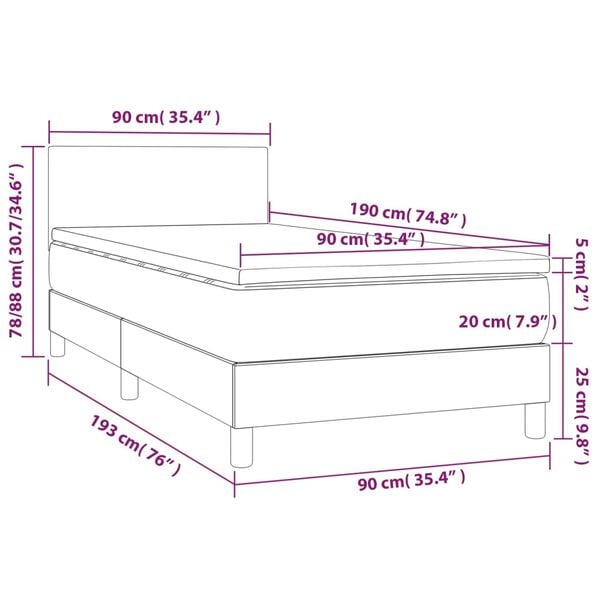 vidaXL Κρεβάτι Boxspring με Στρώμα Λευκό 90x190εκ. από Συνθετικό Δέρμα