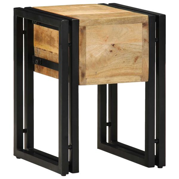 vidaXL Τραπέζι με Συρτάρι Μαύρο 30x30x40 εκ Μασίφ Ξύλο Μάνγκο