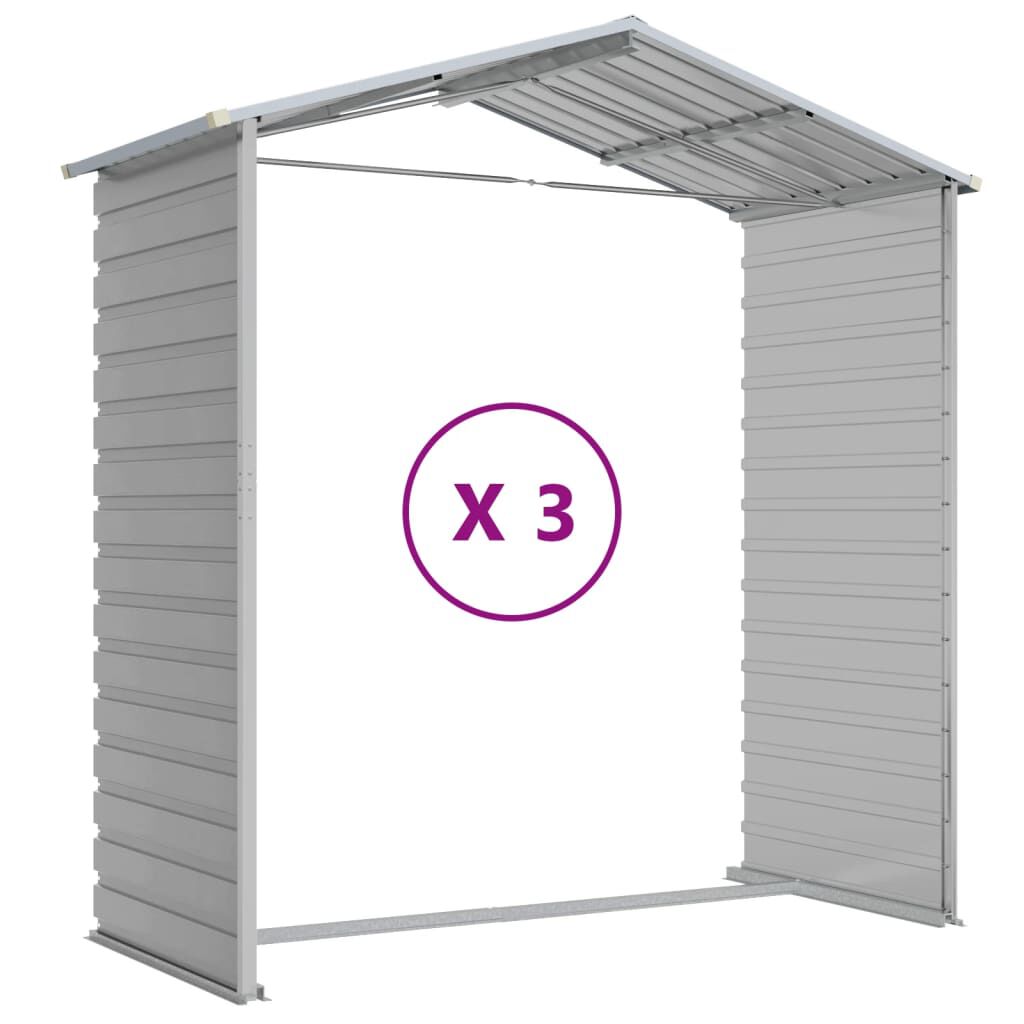 vidaXL Αποθήκη Κήπου Ανοιχτό Γκρι 191x300x198 εκ. Γαλβανισμένο Ατσάλι