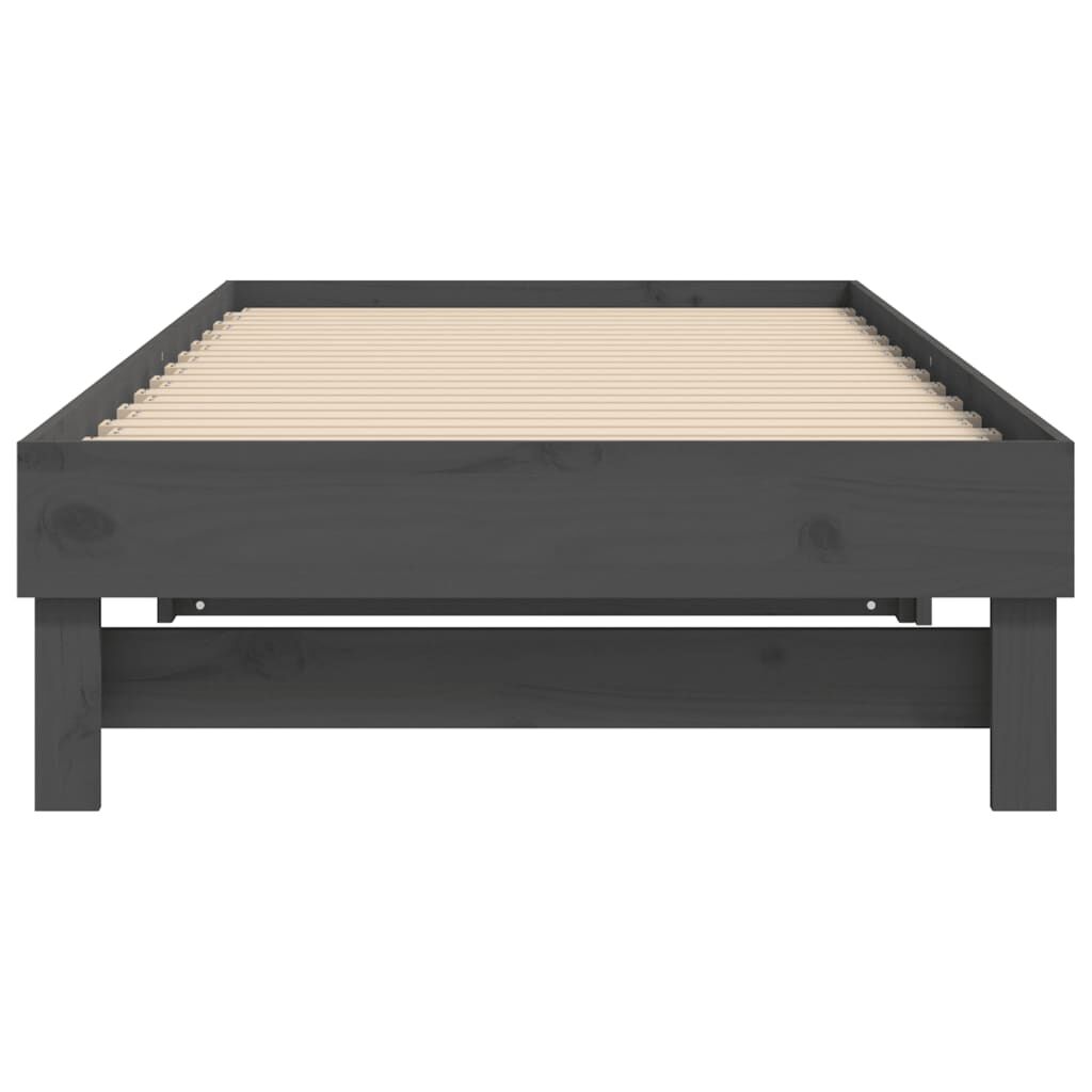 vidaXL Καναπές Κρεβάτι Συρόμενος Γκρι 2x(90x200) εκ. Μασίφ Ξύλο Πεύκου