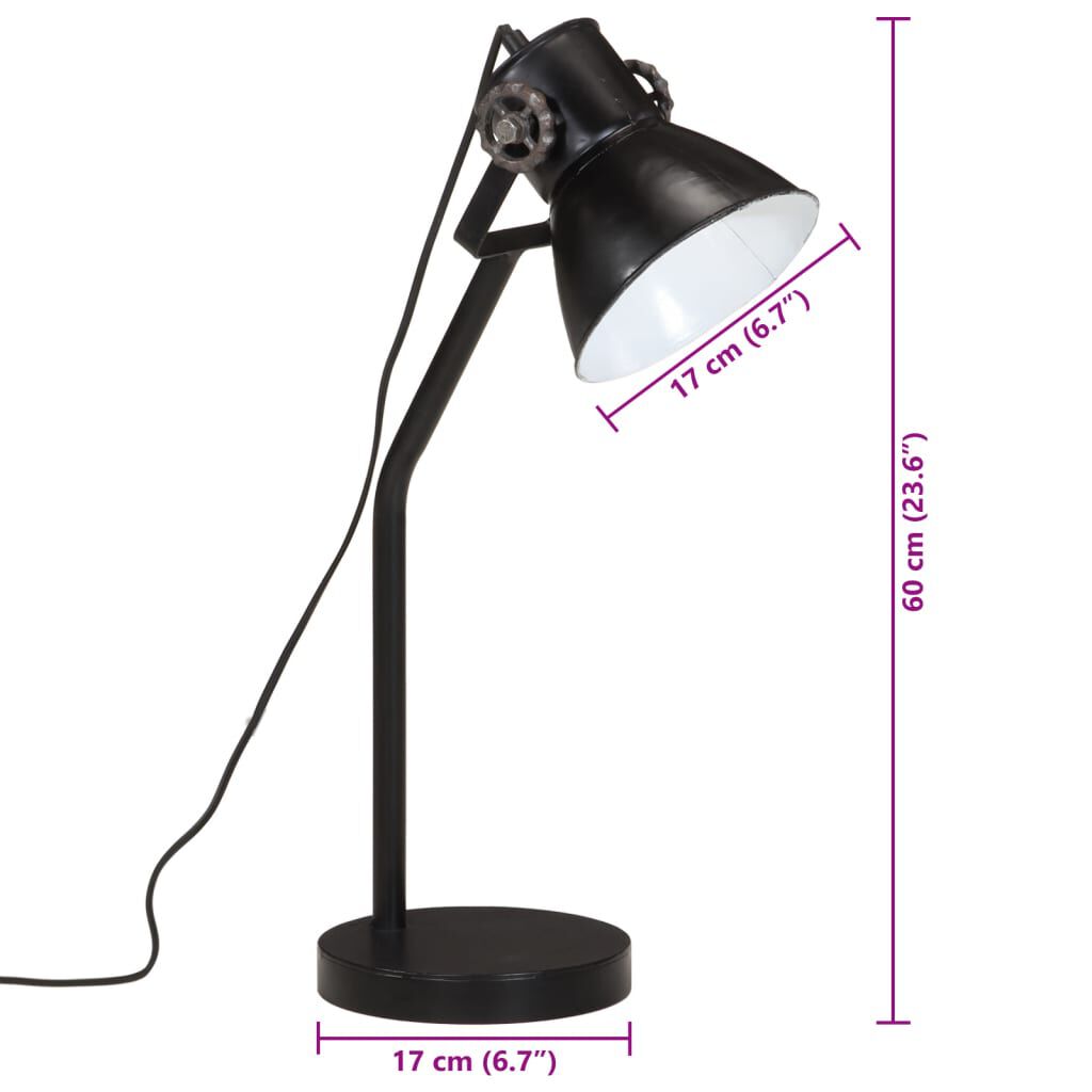 vidaXL Φωτιστικό Γραφείου 25 W Μαύρο 17x17x60 εκ. Ε27