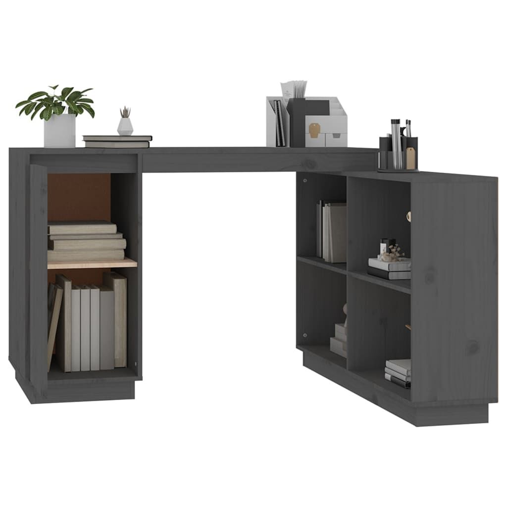 vidaXL Γραφείο Γκρι 110 x 50 x 75 εκ. από Μασίφ Ξύλο Πεύκου