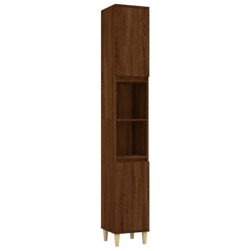 vidaXL Ντουλάπι Μπάνιου Καφέ Δρυς 30x30x190 εκ. Επεξεργασμένο Ξύλο