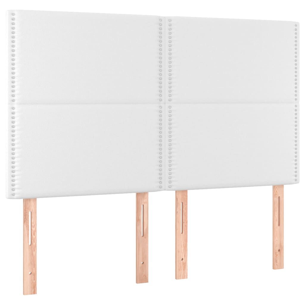 vidaXL Κρεβάτι Boxspring με Στρώμα & LED Λευκό 140x200 εκ. Συνθ. Δέρμα