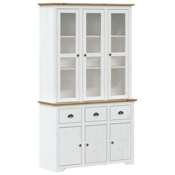 vidaXL Ντουλάπι BODO Λευκό/Καφέ 115,5x43x200,5 εκ. Μασίφ Ξύλο Πεύκου